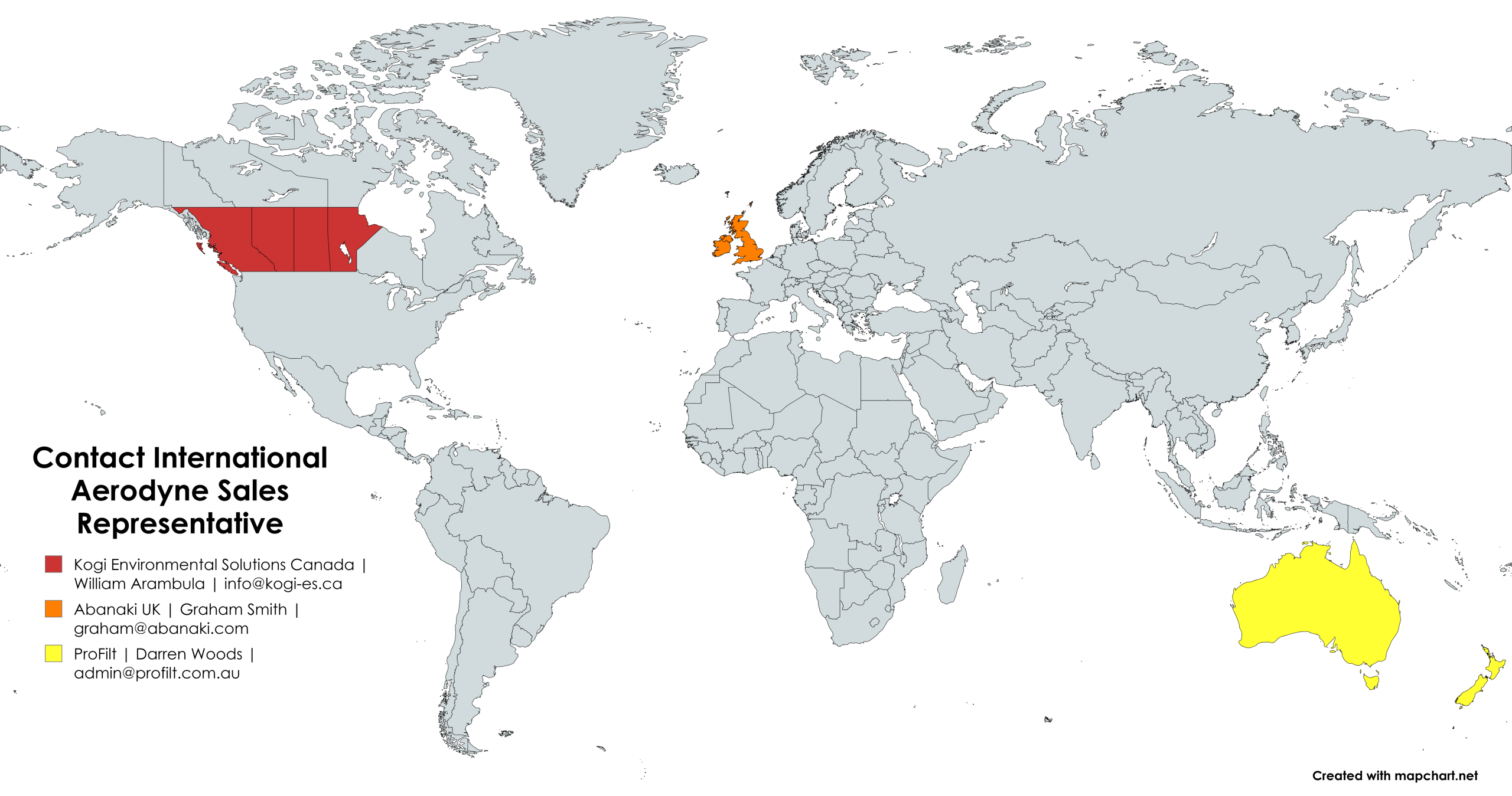 Contact International Aerodyne Sales Rep Map