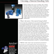 Aerodyne white paper cover titled "Top 5 Questions to Ask When Choosing a Material Handling Valve" featuring various industrial valve models.
